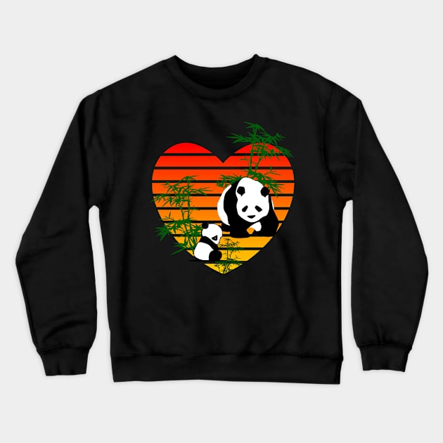 Cute Baby Panda Mama Panda Sunset Crewneck Sweatshirt by Funkrafstik